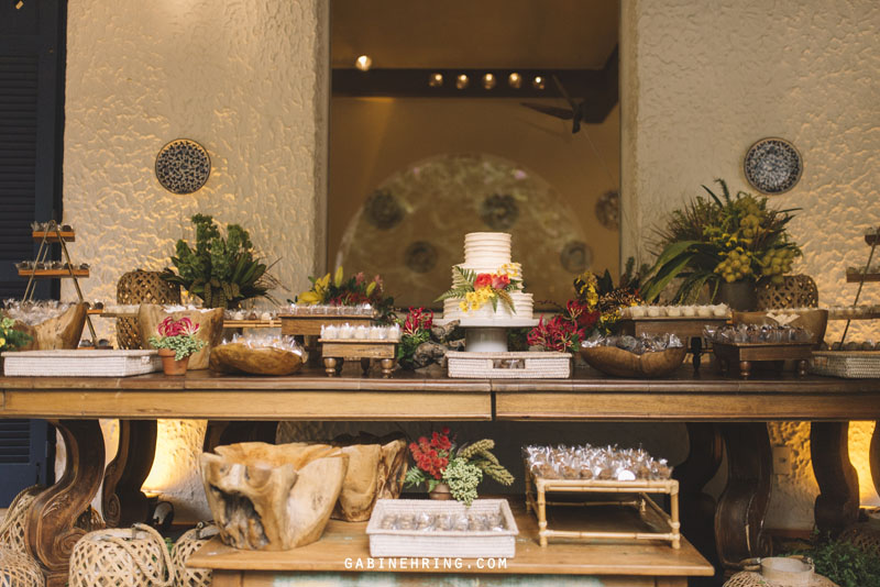 mesa de doces casamento em casa rústico